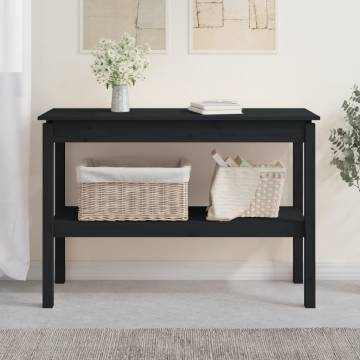 Elegant Black Console Table - Solid Pine Wood 110x40x75 cm