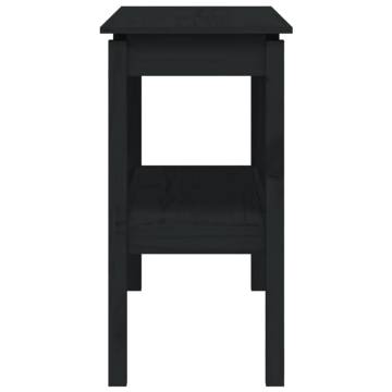 Elegant Black Console Table - Solid Pine Wood 110x40x75 cm