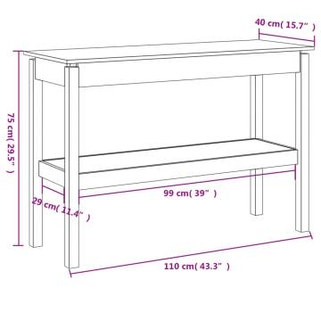 Elegant Black Console Table - Solid Pine Wood 110x40x75 cm