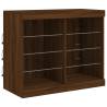 Modern Brown Oak Sideboard with LED Lights - 81x37x67 cm