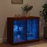 Modern Brown Oak Sideboard with LED Lights - 81x37x67 cm