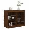 Modern Brown Oak Sideboard with LED Lights - 81x37x67 cm