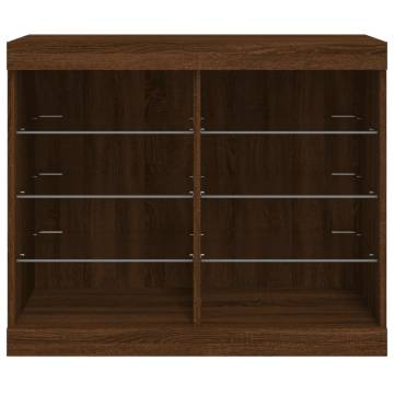 Modern Brown Oak Sideboard with LED Lights - 81x37x67 cm