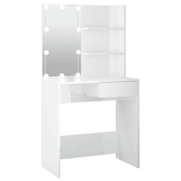 High Gloss White LED Dressing Table - Stylish Storage Solution