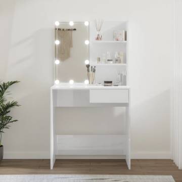 High Gloss White LED Dressing Table - Stylish Storage Solution