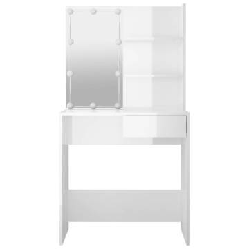 High Gloss White LED Dressing Table - Stylish Storage Solution