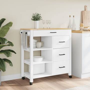 MONZA Kitchen Trolley - Solid Pine Wood - 84x40x90 cm