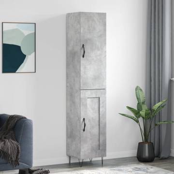 Stylish Highboard in Concrete Grey | Engineered Wood Storage