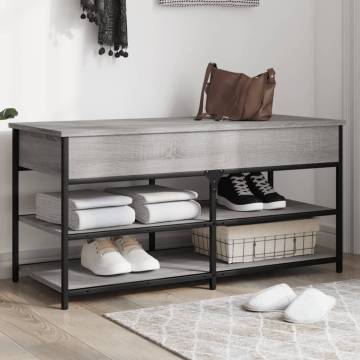 Shoe Bench Grey Sonoma - 100x42.5x50 cm Engineered Wood