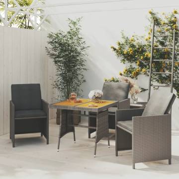 Garden Table Grey 70x70x72 cm - Poly Rattan & Acacia Wood | HipoMarket