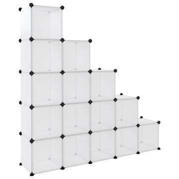 Storage Cube Organiser - 15 Modular Transparent PP Cubes