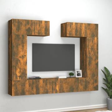 6 Piece Smoked Oak TV Cabinet Set - Stylish Storage Solution