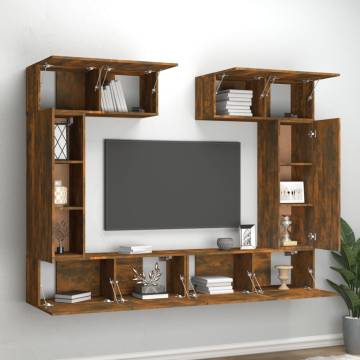 6 Piece Smoked Oak TV Cabinet Set - Stylish Storage Solution