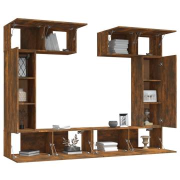 6 Piece Smoked Oak TV Cabinet Set - Stylish Storage Solution