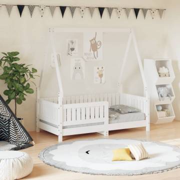 Kids Bed Frame White 70x140 cm | Solid Wood Pine Furniture