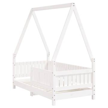 Kids Bed Frame White 70x140 cm | Solid Wood Pine Furniture