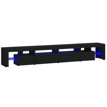 Stylish Black TV Cabinet with LED Lights - Hipomarket UK