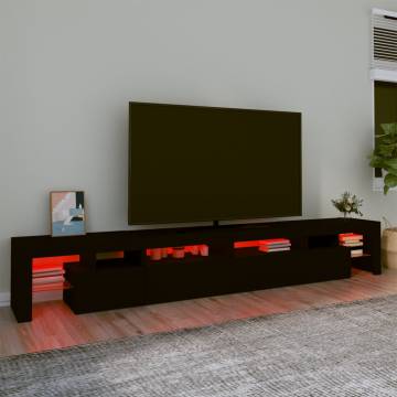 Stylish Black TV Cabinet with LED Lights - Hipomarket UK