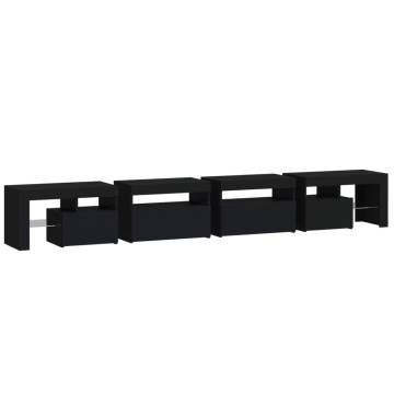 Stylish Black TV Cabinet with LED Lights - Hipomarket UK