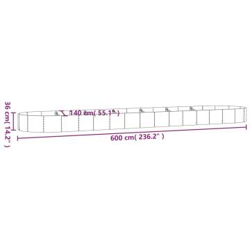 Garden Raised Bed Powder-coated Steel 600x140x36 cm Silver