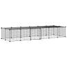 28-Panel Pet Cage with Door - Black Steel 35x35 cm