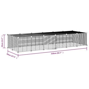 28-Panel Pet Cage with Door - Black Steel 35x35 cm