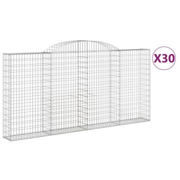 Arched Gabion Baskets - 30 pcs Galvanised Iron | Hipomarket