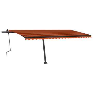 Manual Retractable Awning with LED - 500x350 cm Orange & Brown