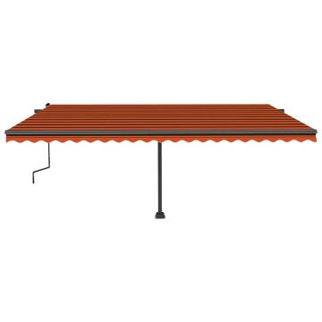 Manual Retractable Awning with LED - 500x350 cm Orange & Brown