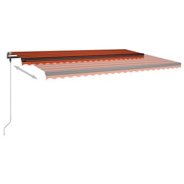 Manual Retractable Awning with LED - 500x350 cm Orange & Brown