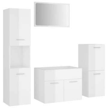 Stylish High Gloss White Bathroom Furniture Set | HipoMarket