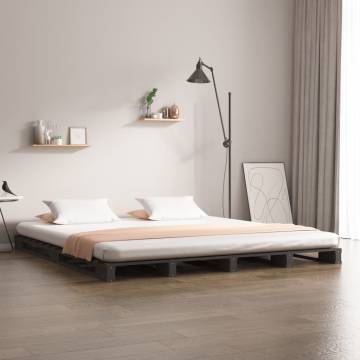 Pallet Bed Grey 160x200 cm - Solid Wood Pine | Hipo Market