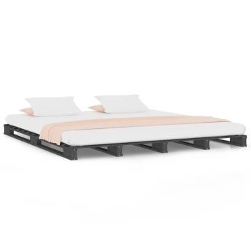 Pallet Bed Grey 160x200 cm - Solid Wood Pine | Hipo Market