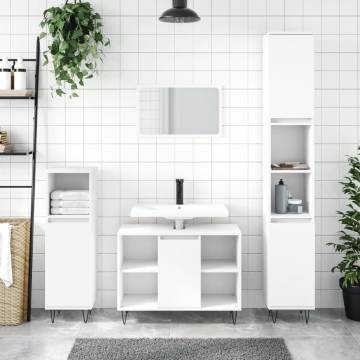 3 Piece Bathroom Furniture Set - White Engineered Wood