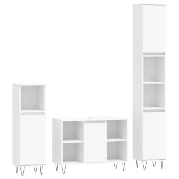 3 Piece Bathroom Furniture Set - White Engineered Wood