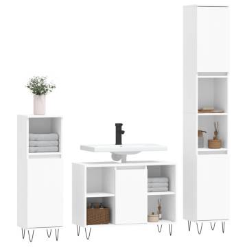 3 Piece Bathroom Furniture Set - White Engineered Wood