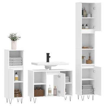 3 Piece Bathroom Furniture Set - White Engineered Wood