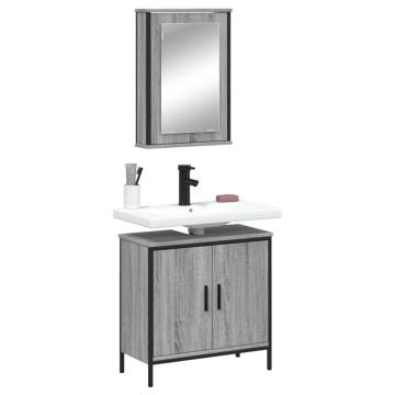 2 Piece Bathroom Furniture Set - Grey Sonoma Engineered Wood