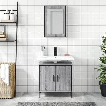 2 Piece Bathroom Furniture Set - Grey Sonoma Engineered Wood