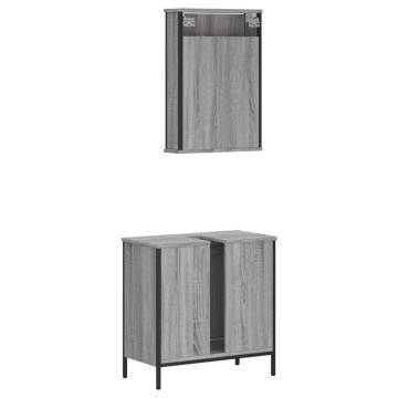 2 Piece Bathroom Furniture Set - Grey Sonoma Engineered Wood