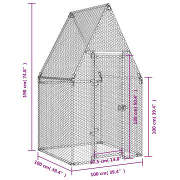 Chicken Cage Silver 100x100x190 cm | Galvanised Steel