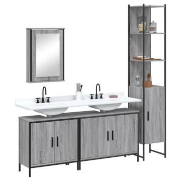 4 Piece Grey Sonoma Bathroom Furniture Set - Space Saving Design