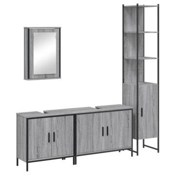 4 Piece Grey Sonoma Bathroom Furniture Set - Space Saving Design