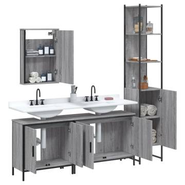 4 Piece Grey Sonoma Bathroom Furniture Set - Space Saving Design