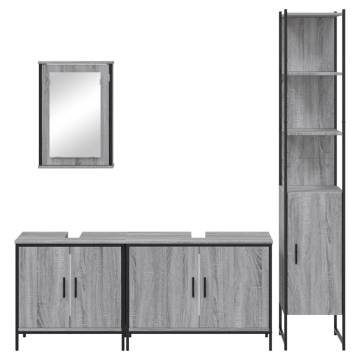 4 Piece Grey Sonoma Bathroom Furniture Set - Space Saving Design