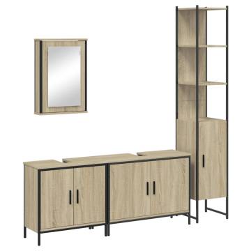 4 Piece Bathroom Furniture Set - Sonoma Oak | Hipomarket