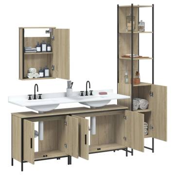 4 Piece Bathroom Furniture Set - Sonoma Oak | Hipomarket