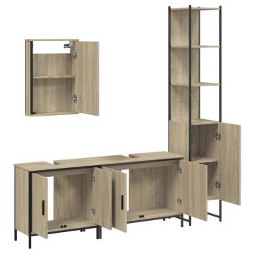 4 Piece Bathroom Furniture Set - Sonoma Oak | Hipomarket