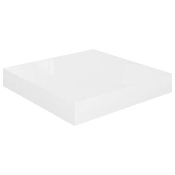 Stylish High Gloss White Floating Wall Shelves - 2 pcs