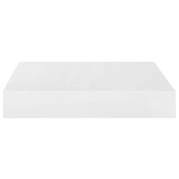 Stylish High Gloss White Floating Wall Shelves - 2 pcs